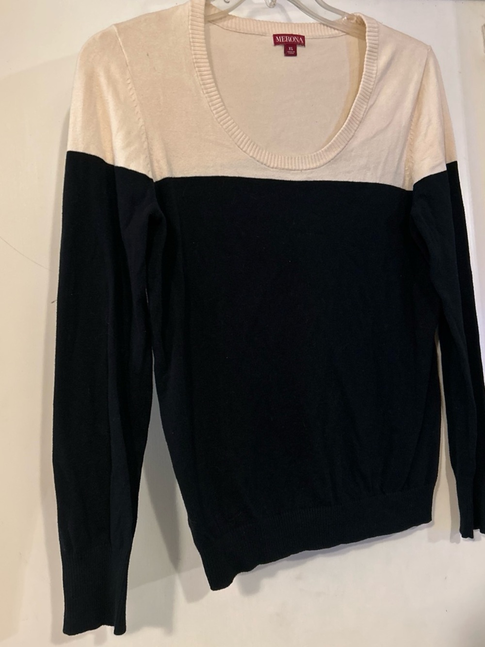 Merona Colorblock Scoop Neck Sweater - Cream & Black